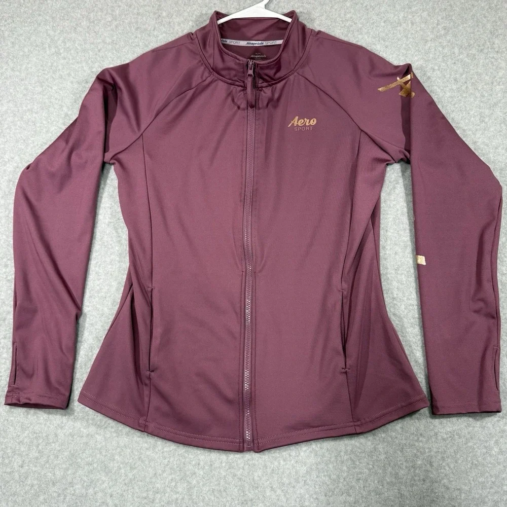 Aéropostale Sport Jacket Women's‎ Size XL Purple Pockets Thumb Holes Full Zip - Picture 2 of 8